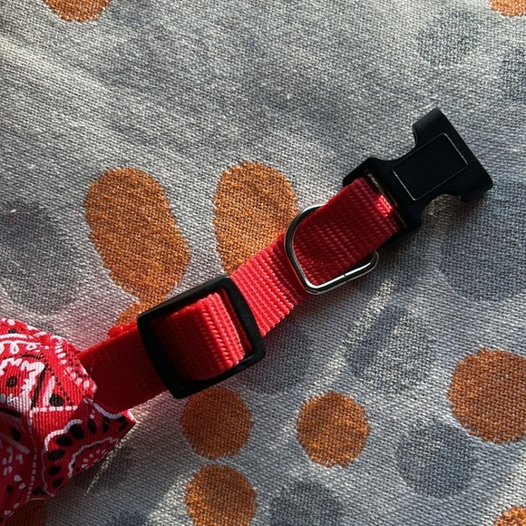 Red Bandana Red Dog Collar Adjustable Custom Made for Dog Leashes - Picture 7 of 12